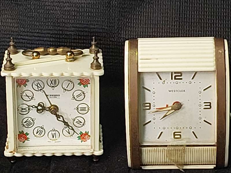 TWO VINTAGE BEDSIDE ALARM CLOCKS