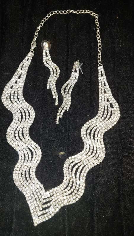 TWO SETS OF DIAMANTE COSTUME NECKLACES