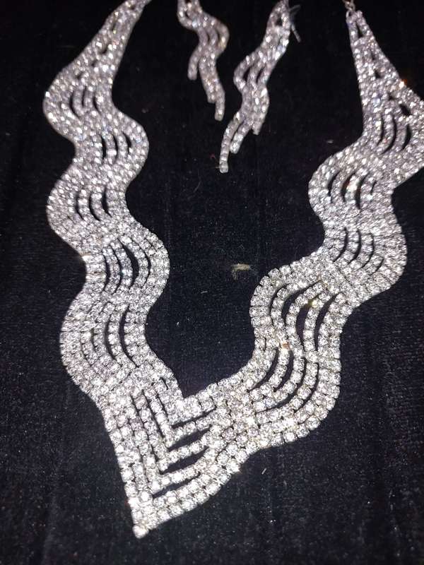 TWO SETS OF DIAMANTE COSTUME NECKLACES