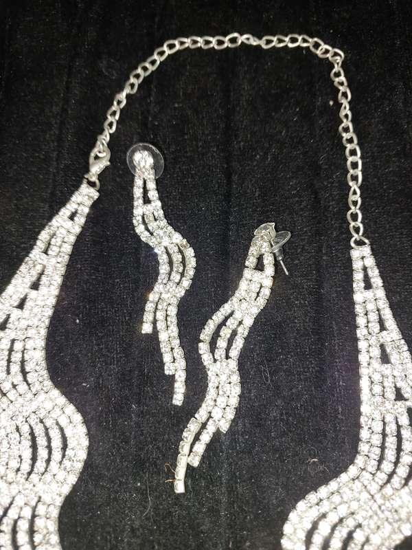 TWO SETS OF DIAMANTE COSTUME NECKLACES