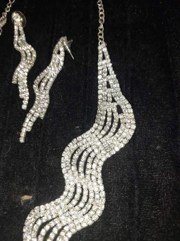 TWO SETS OF DIAMANTE COSTUME NECKLACES