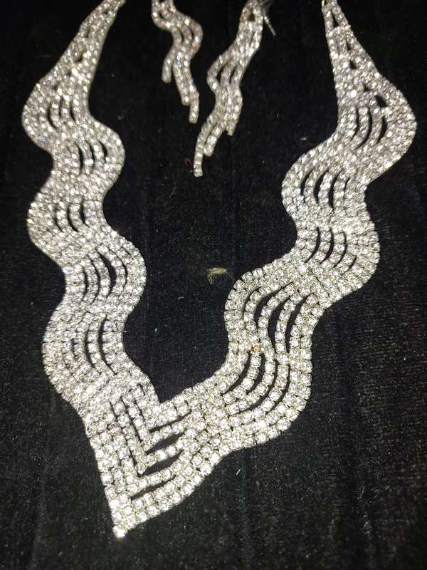 TWO SETS OF DIAMANTE COSTUME NECKLACES