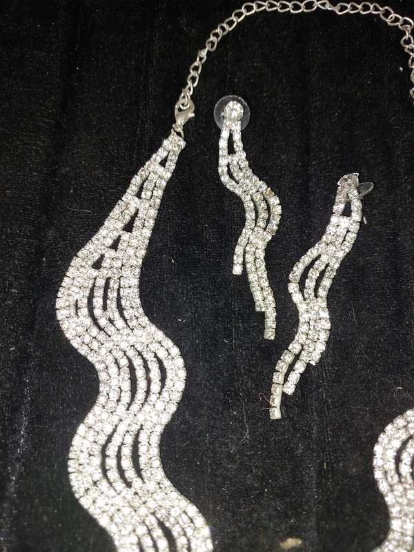 TWO SETS OF DIAMANTE COSTUME NECKLACES