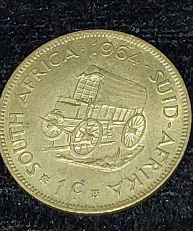 A COLLECTION OF 5 ANTIQUE  SOUTH AFRICAN BRASS 1 CENT COINS