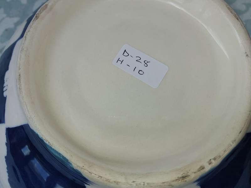 TWO CHECKERED ART DECOR SERVING BOWLS SOLD AS IS