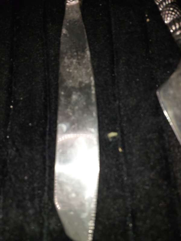 A VINTAGE SET CARVING KNIFE AND A CAKE CUTTER STAINLESS STEEL