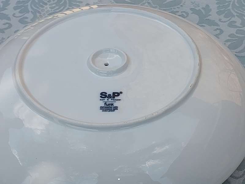AN S&P FUNK WHITE PORCELAIN SERVING PLATTER WITH AN INNER BOWL