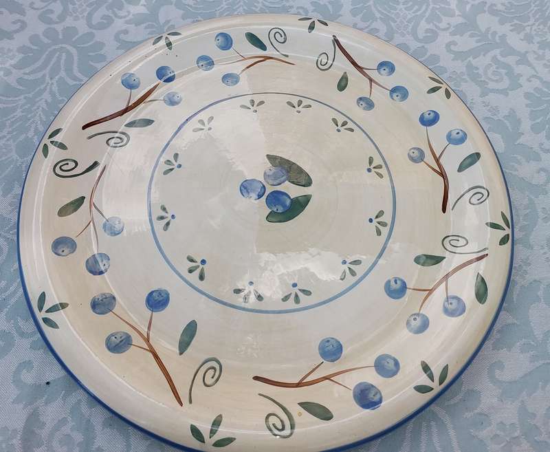 AN ART DECOR CERAMIC BLUE BERRY SERVING PLATTER
