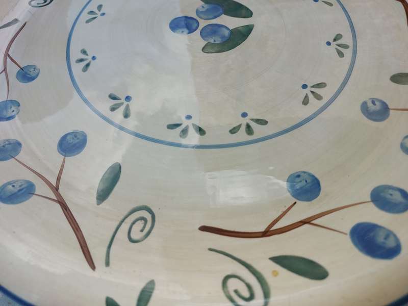 AN ART DECOR CERAMIC BLUE BERRY SERVING PLATTER