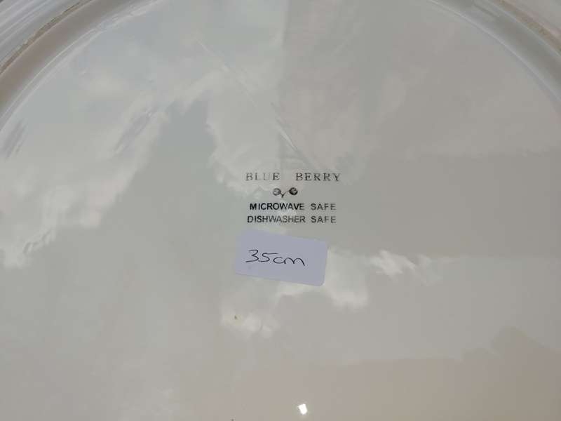 AN ART DECOR CERAMIC BLUE BERRY SERVING PLATTER