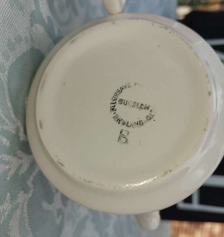 AN ANTIQUE TEA JUG SET MADE IN ENGLAND CERAMIC WITH SILVER PLATED COVERS SOLD AS