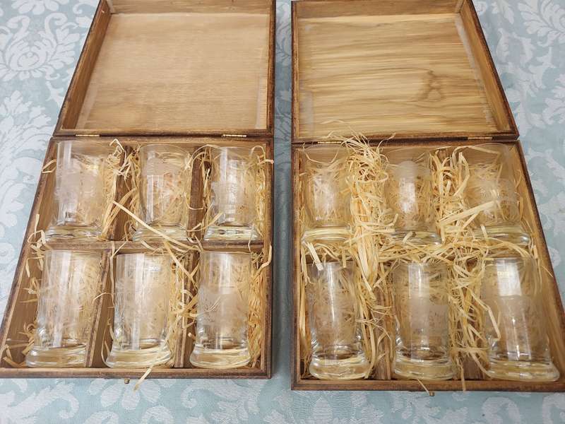 A COLLECTOR SET OF 12 BIG FIVE AFRICAN GAME SHERRY GLASSES