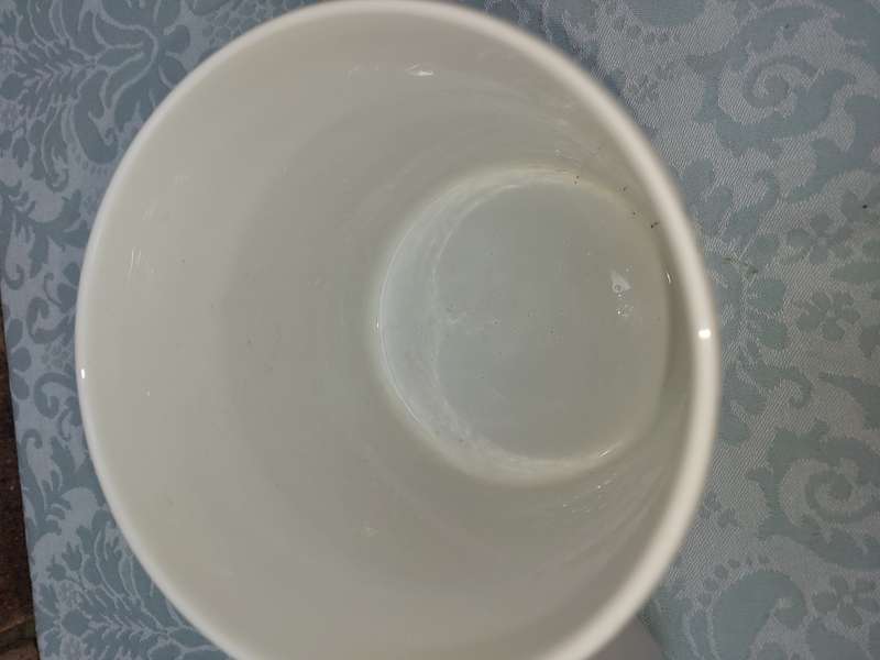 TWO CERAMIC POTS AND A GLASS FLOWER POT SOLD AS IS