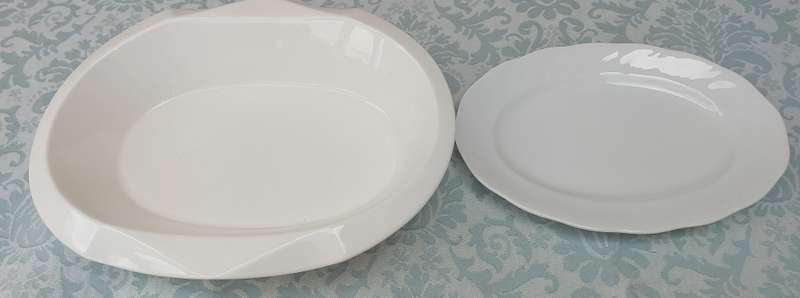 TWO D'ZINER HOME WHITE PORCELAIN PLATTERS