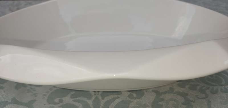 TWO D'ZINER HOME WHITE PORCELAIN PLATTERS
