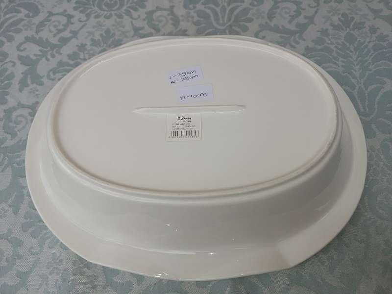 TWO D'ZINER HOME WHITE PORCELAIN PLATTERS