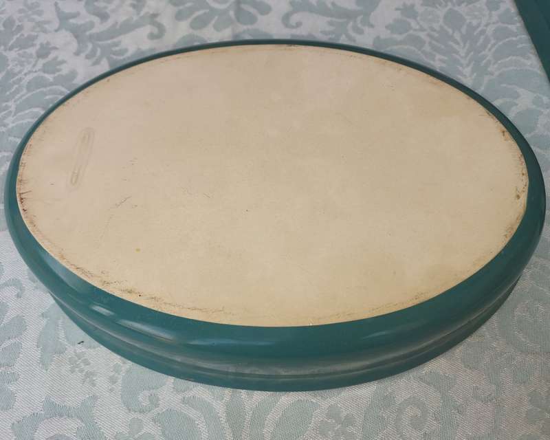 TWO GREEN OVEN PROOF BAKING CASSEROLES