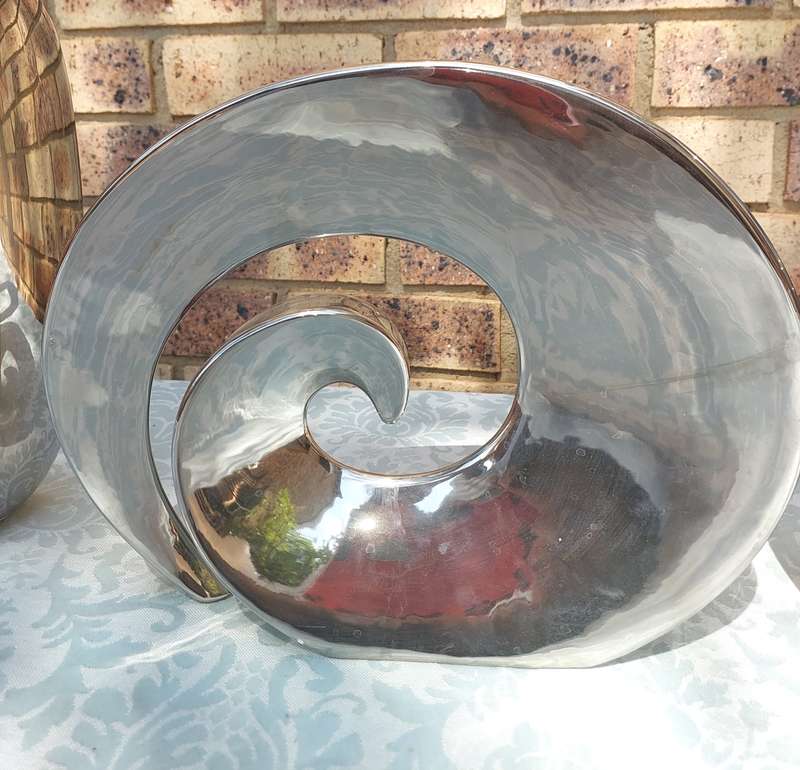 A COLLECTION OF 3 ART DECOR SILVERPLATE ON CERAMIC SCULPTURES