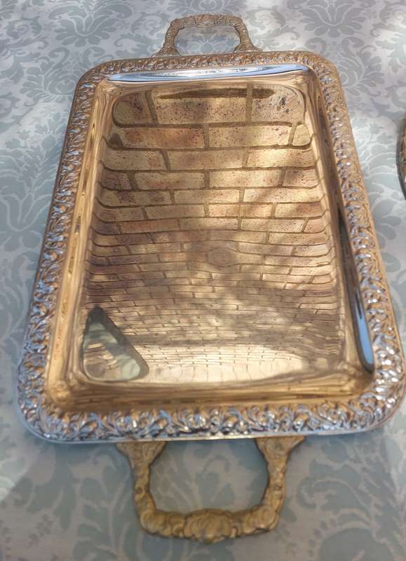 TWO VINTAGE EDWARDIAN SILVERPLATED SERVING TRAYS
