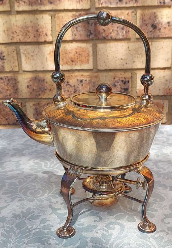 A VICTORIAN SPIRIT WARMER TEA KETTLE