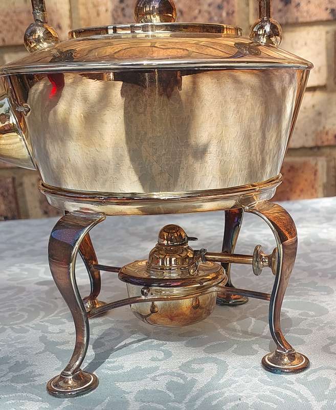 A VICTORIAN SPIRIT WARMER TEA KETTLE