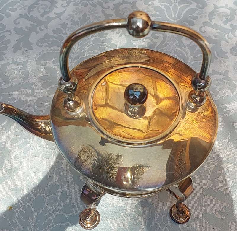 A VICTORIAN SPIRIT WARMER TEA KETTLE