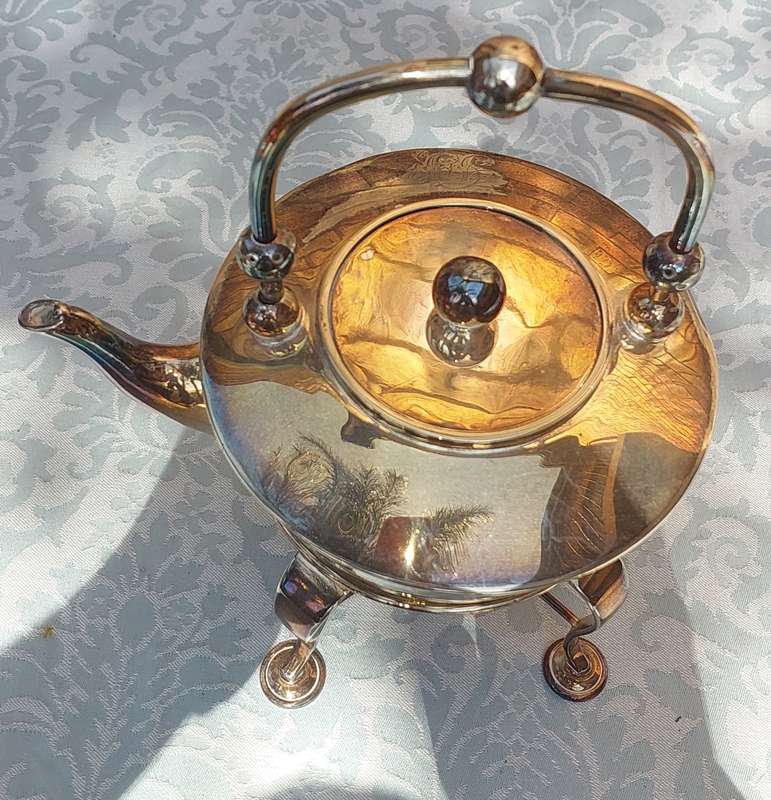 A VICTORIAN SPIRIT WARMER TEA KETTLE