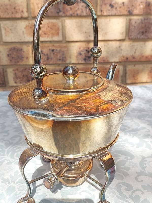 A VICTORIAN SPIRIT WARMER TEA KETTLE