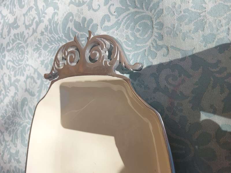 AN ART DECOR PEWTAL WITH ENAMEL COATING SERVING TRAY/PLATTER