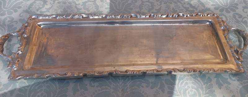 AN ART DECOR PEWTAL RECTANGULAR SERVING PLATTER