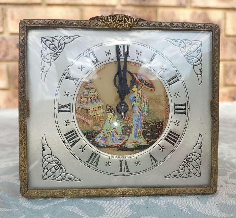 AN ANTIQUE JAPANESE GEISHA GIRLS THEME CLOCK