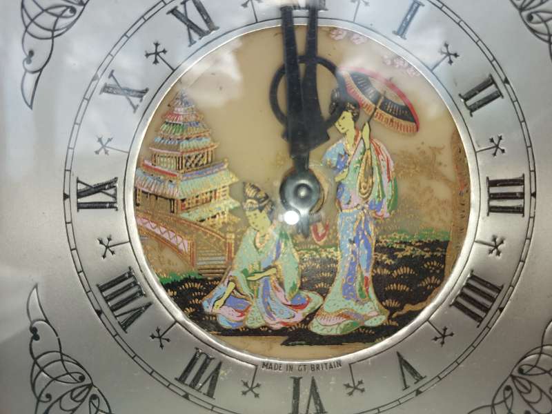 AN ANTIQUE JAPANESE GEISHA GIRLS THEME CLOCK