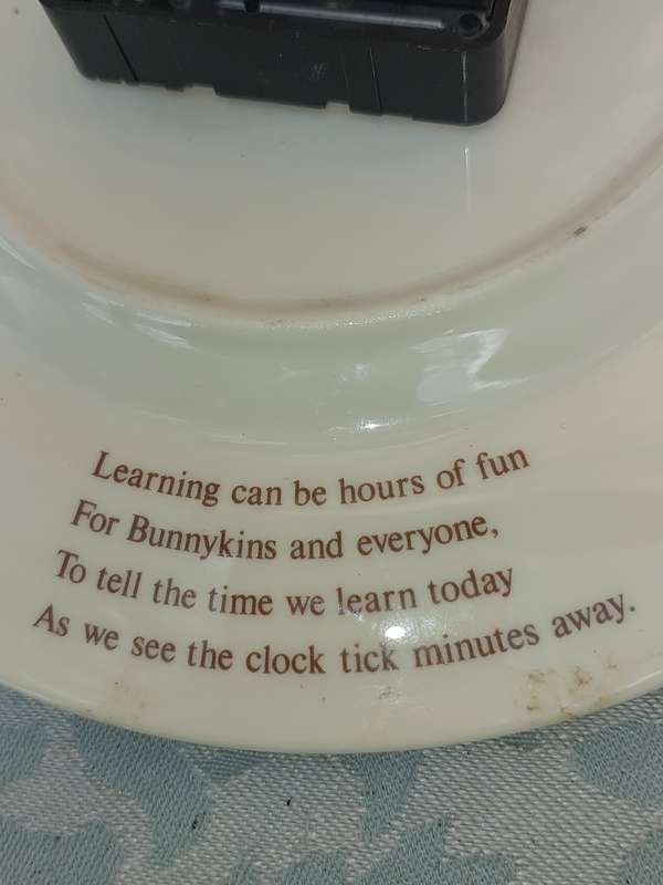 ROYAL DALTON BUNNYKINS TEACHING CLOCK SOLD AS IS NOT TESTED