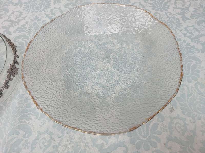 A COLLECTION OF ART DECOR GLASS SERVING PLATTERS