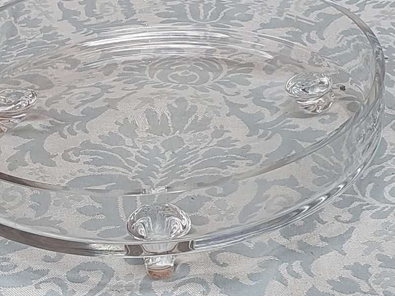 TWO ART DECOR FOOTED GLASS SERVING BOWLS