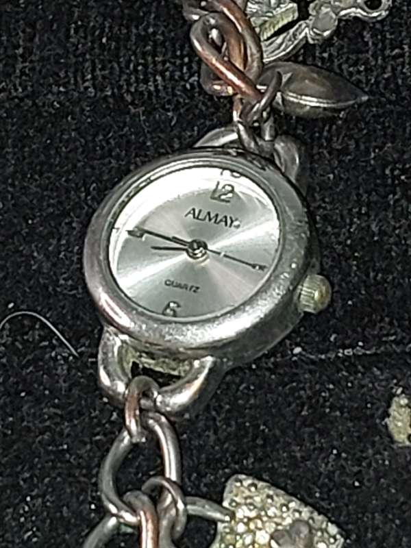 A JOBLOT BRACELET WATCHES AND CHARMS SILVER PLATE SOLD AS IS