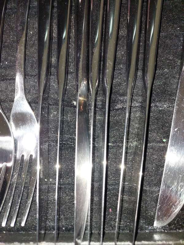 AN 18 PIECE @HOME STAINLESS STEEL CUTLERY SET SOLD AS IS