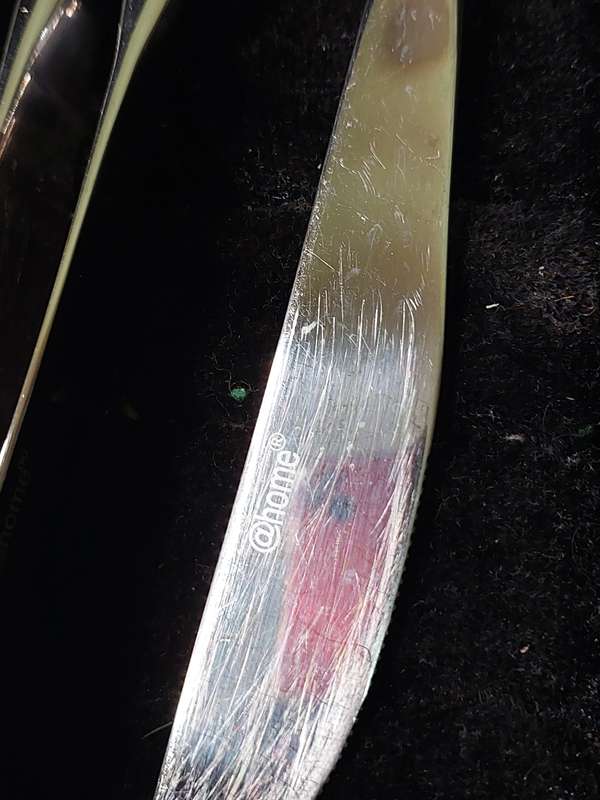 AN 18 PIECE @HOME STAINLESS STEEL CUTLERY SET SOLD AS IS