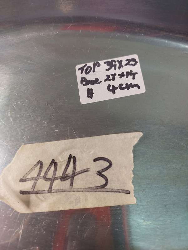 A VINTAGE ART DECO CAST ALUMINIUM ALLOY SERVING PLATTER SOLD AS IS