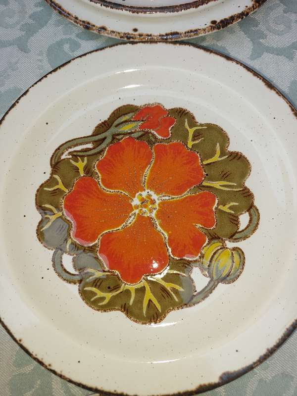 STONEHENGE Nasturtium ENGLAND TEA CUP MUGS SAUCERS STONEWARE Oven2Table Flower