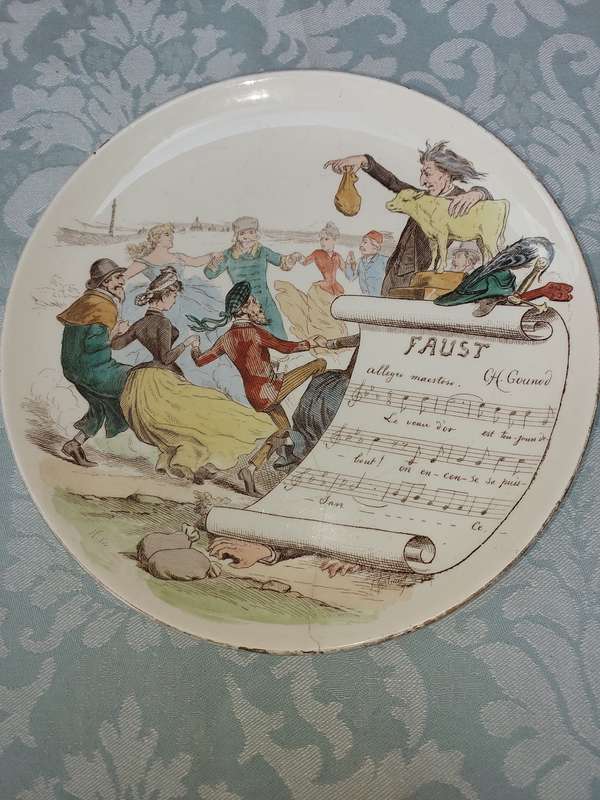 Vintage Opera Plate - Faust - Charles Gounod - French Opera Plate with a hairline crack sold as is