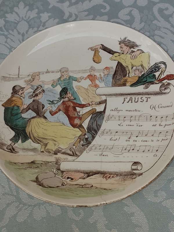 Vintage Opera Plate - Faust - Charles Gounod - French Opera Plate with a hairline crack sold as is