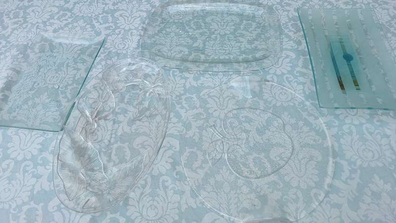 A COLLECTION OF ART  DECOR GLASS SERVING PLATTERS