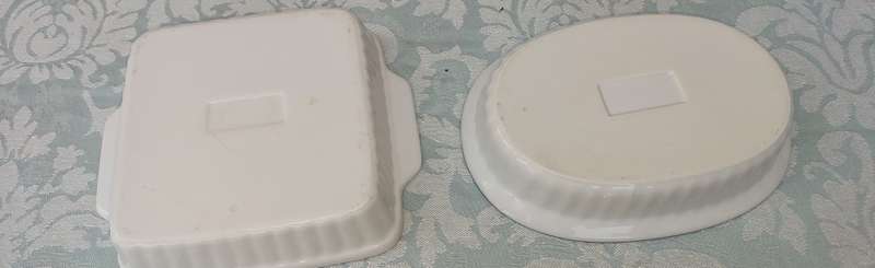 A hand-painted floral blue and white porcelain oven-proof DISHES