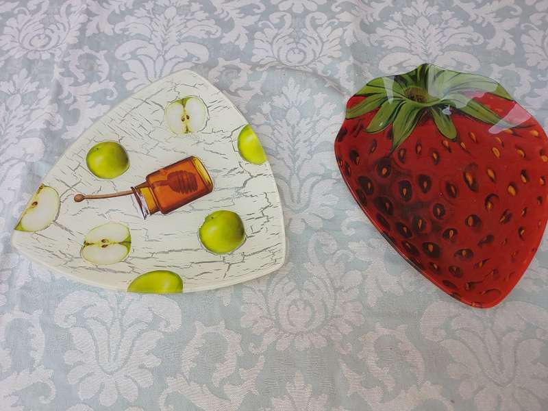 TWO ART DECOR FRUIT SERVING PLATTERS SOLD AS IS