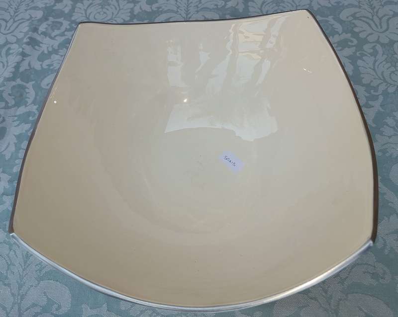 A CAROL BOYES STYLE PUTHAL SERVING BOWL WITH A ACRYLIC INNER BEIGE IN COLOUR SOLD AS IS