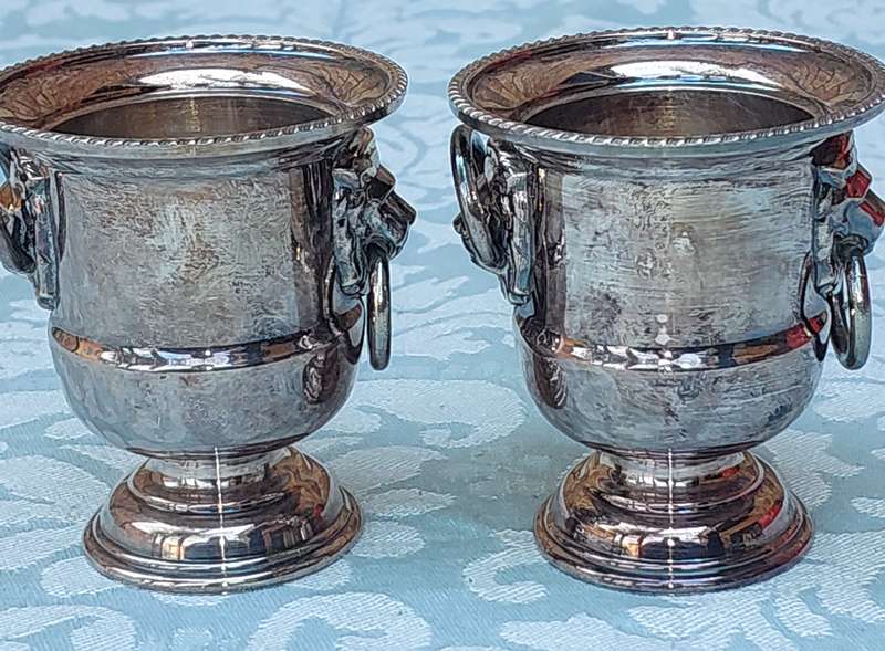 TWO VINNIERS OF SHEFFIELD EGG HOLDERS
