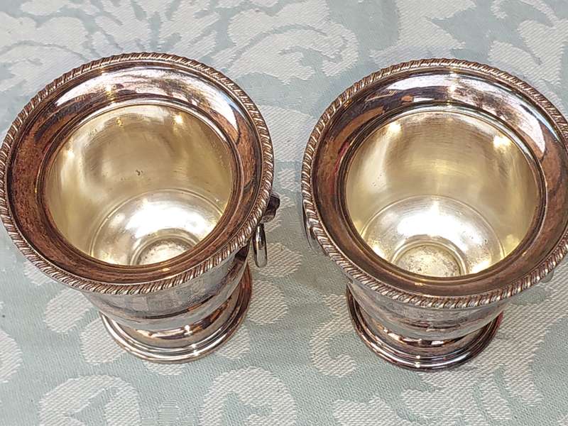 TWO VINNIERS OF SHEFFIELD EGG HOLDERS