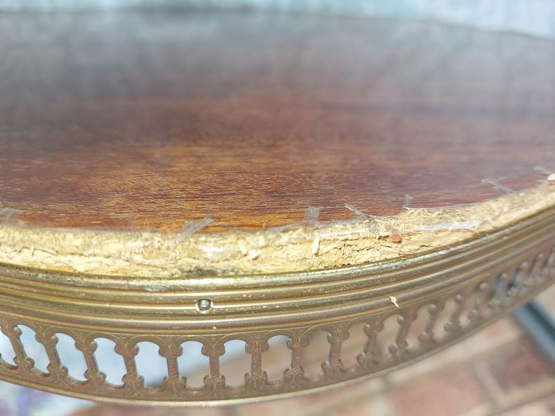 AN ITALIAN INLAY PAINT SERVING TRAY THAT NEEDS SOME RESTORATION WORK SOLD AS IS