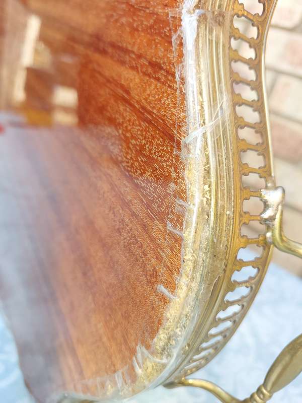 AN ITALIAN INLAY PAINT SERVING TRAY THAT NEEDS SOME RESTORATION WORK SOLD AS IS